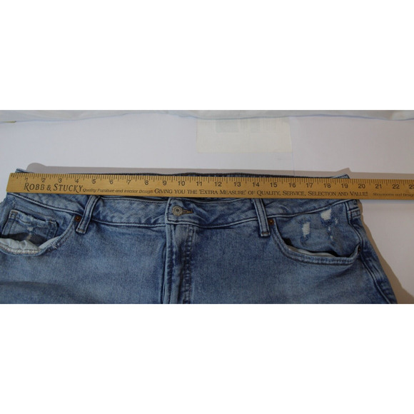 Old Navy O.G. Straight Leg High Rise Lite Wash Blue Jeans Size:20 Distressed - Picture 13 of 16